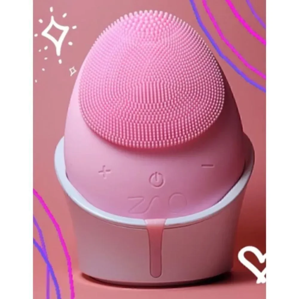 ZAQ Mellow Silicone Facial Cleansing Brush in Hot Pink NWB